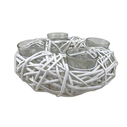 [2895] couronne blanc + 4 verres