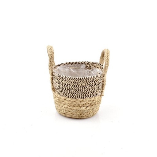 [31-643] mand stro met jute oren zwart XXS