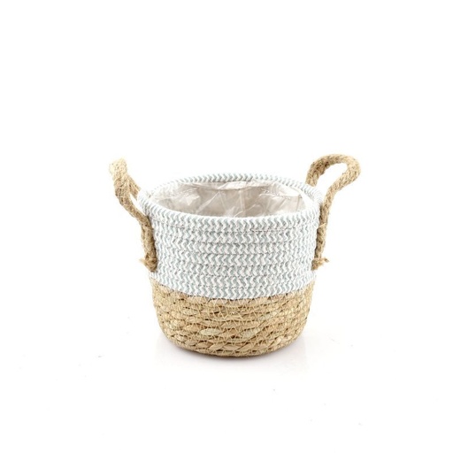 [31-674] mand stro met jute oren pastelblauw XS