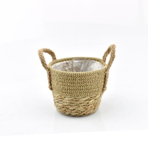 [31-843] mand stro met jute oren mosgroen XXS