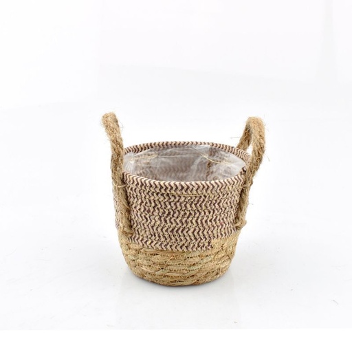 [31-903] mand stro met jute oren naturel/bruin XXS