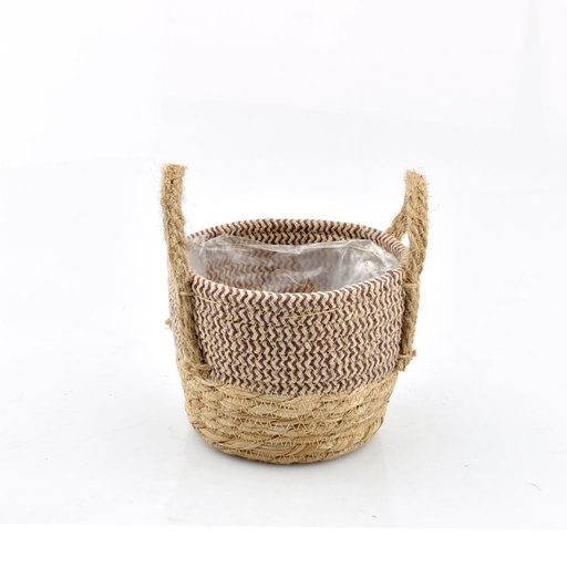 [31-904] mand stro met jute oren naturel/bruin XS
