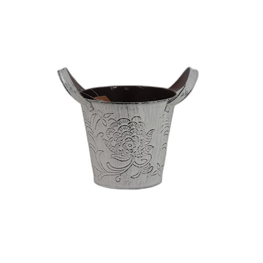 [320102] zink whitewash 'Blossom' pot D13