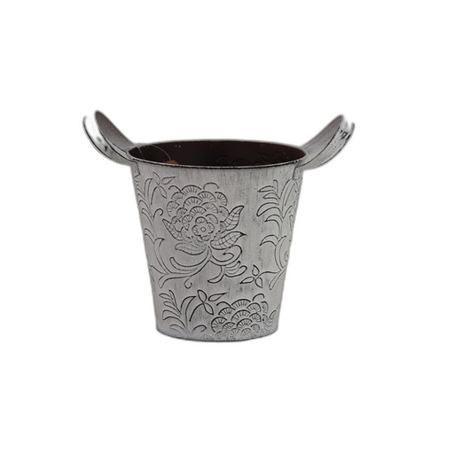 [320103] zink whitewash 'Blossom' pot D15