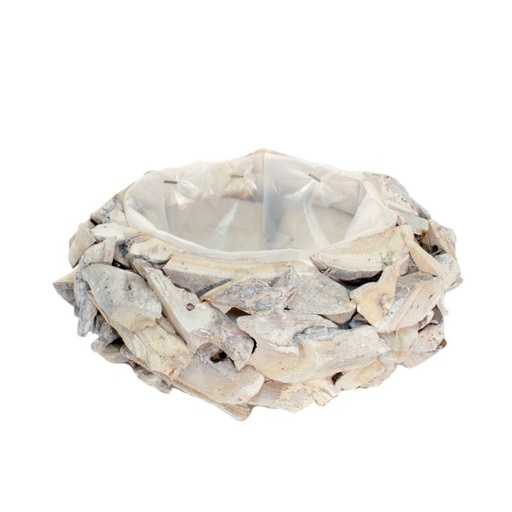 [34-796] couronne round whitewash bois flotté m