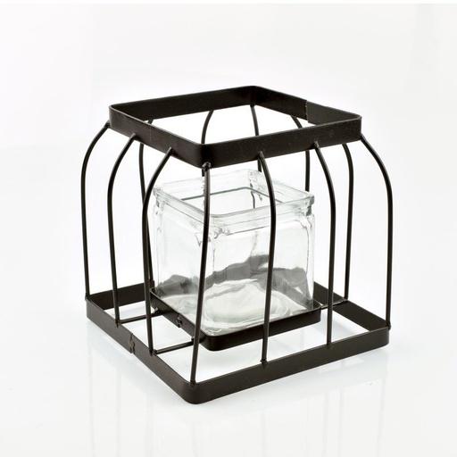 [38-101] lanterne cage noir métal carré M