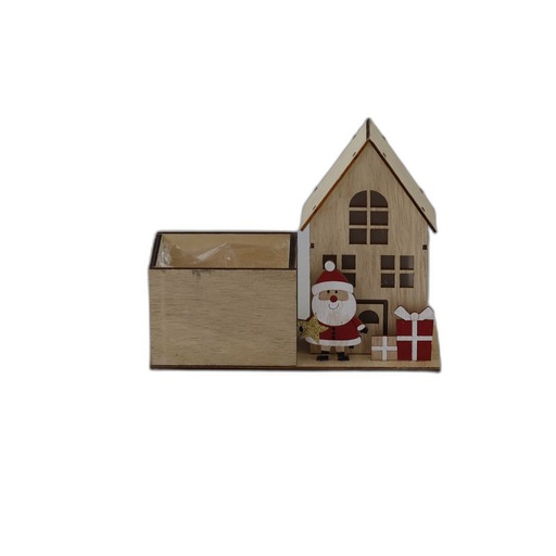 [432502] houten bakje kerstdeco huis