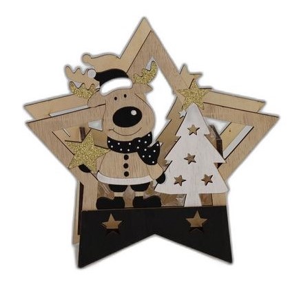 [432503] houten bakje kerst ster