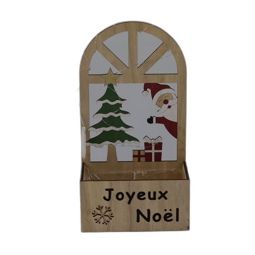 [432506] houten bakje kerst met leds