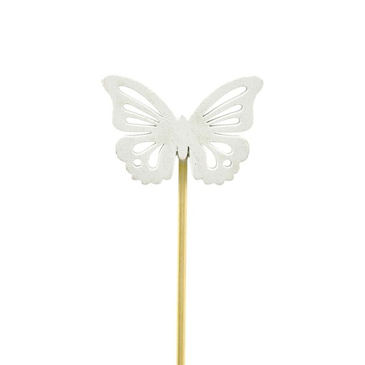[460101] :pic en bois papillon blanc 12pcs