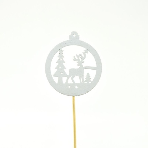 [462502] :pic en bois Boule de Noël blanc 12pcs