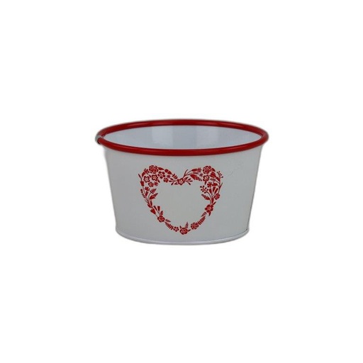 [BW5812-1] zinc rond blanc avec coeur et bord rouge