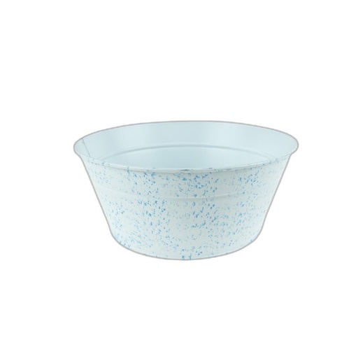 [CU-404] zinc rond avec 2 anses blanc spots blue