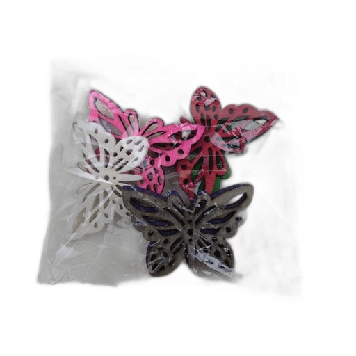 [GW131009] houten vlinder assortiment kleuren 6pcs