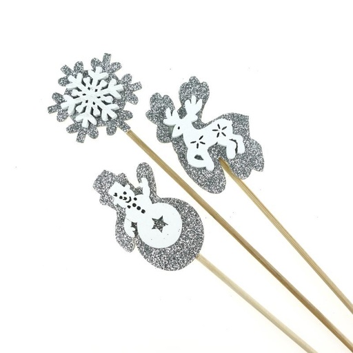 [P18A-1490] pique décoratif Noël argent 12pc