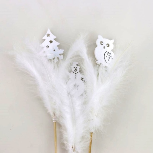 [P18A-1519] prikker decoratief kerst pluim met sneeuwman 12pcs