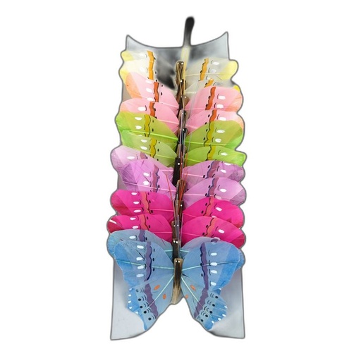 [P280011-12] deco vlinder 12pcs - 12cm multicolor