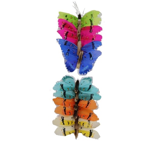 [P280022-8] deco vlinder 12pcs - 8cm multicolor