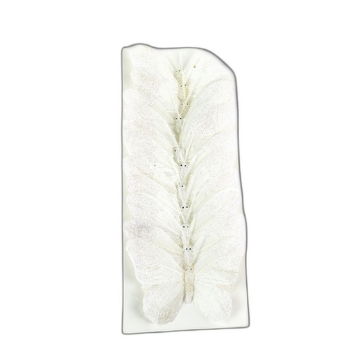 [P280123-12] papillon deco 12pcs - 12cm blanc