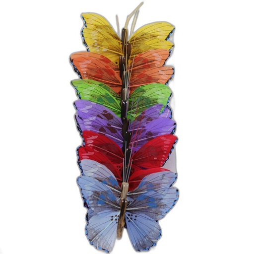 [P280272A-12] deco vlinder 12pcs - 12cm multicolor