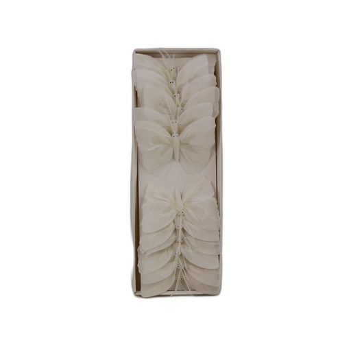 [P280529-8] papillon deco 12pcs - 8cm blanc