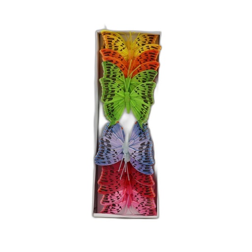 [P280806-8] deco vlinder 12pcs - 8cm multicolor