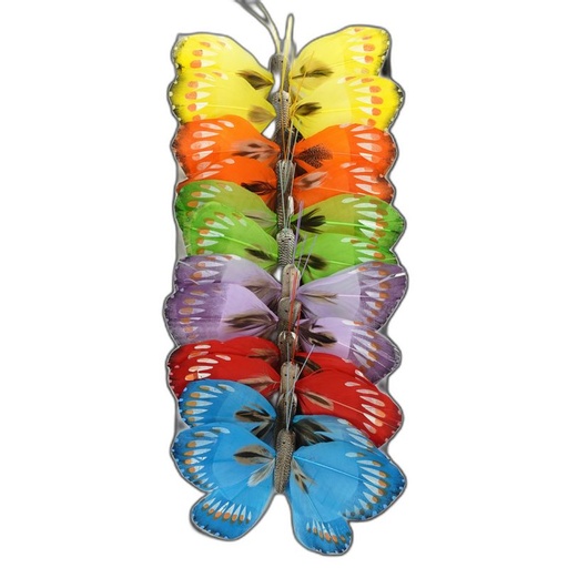[P280817-2-12] deco vlinder 12pcs - 12cm multicolor