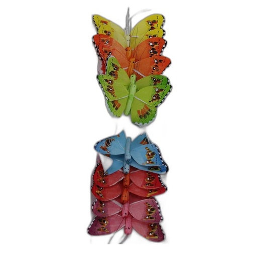 [P282028R-8] deco vlinder 12pcs - 8cm multicolor