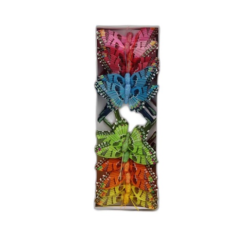 [P282502-8] deco vlinder 12pcs - 8cm multicolor