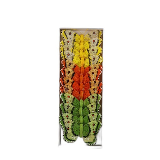 [P282539-10] papillon deco 12pcs - 10cm jaune, orange, vert
