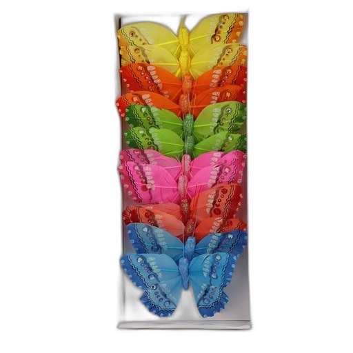 [P282807-12] deco vlinder 12pcs - 12cm multicolor
