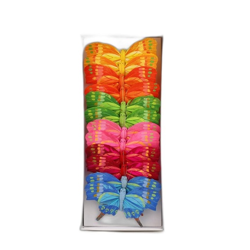 [P286402-12] deco vlinder 12pcs - 12cm multicolor