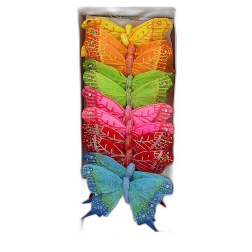[P287012-12] deco vlinder 12pcs - 12cm multicolor
