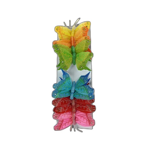 [P287012-8] deco vlinder 12pcs - 8cm multicolor