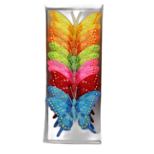 [P287022-12] deco vlinder 12pcs - 12cm multicolor