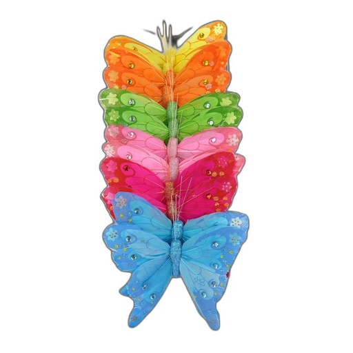 [P287203-12] deco vlinder 12pcs - 12cm multicolor