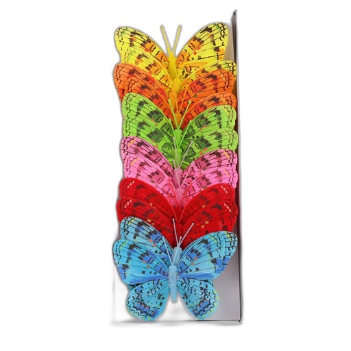 [P287214-12] deco vlinder 12pcs - 12cm multicolor
