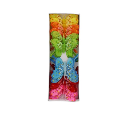 [P287216-8] deco vlinder 12pcs - 8cm multicolor