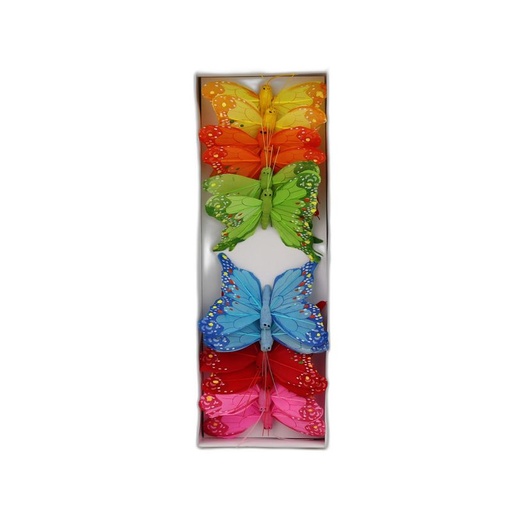 [P287219-8] deco vlinder 12pcs - 8cm multicolor