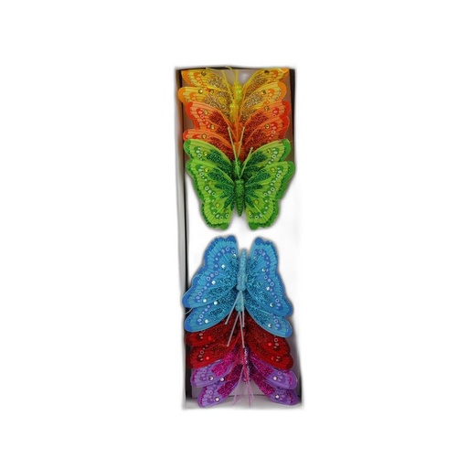 [P287336-8] deco vlinder 12pcs - 8cm multicolor