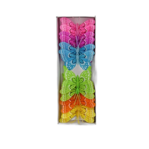 [P287414-8] deco vlinder 12pcs - 8cm multicolor