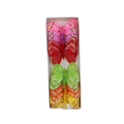 [P287426-8] deco vlinder 12pcs - 8cm multicolor