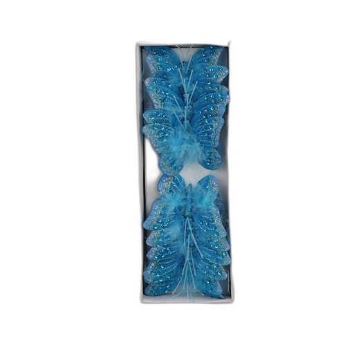 [P287510-8] deco vlinder 12pcs blauw - 8cm