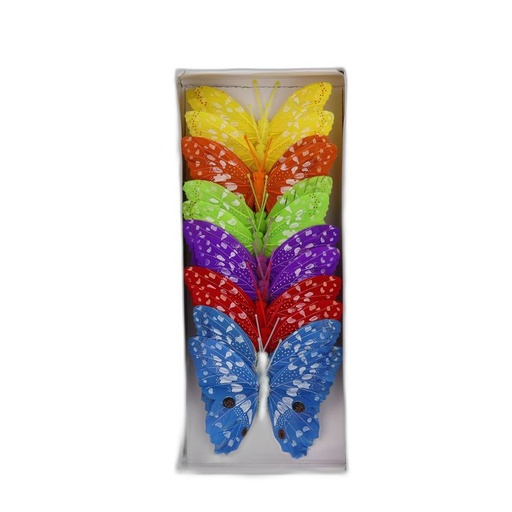 [P287747-12] deco vlinder 12pcs - 12cm multicolor