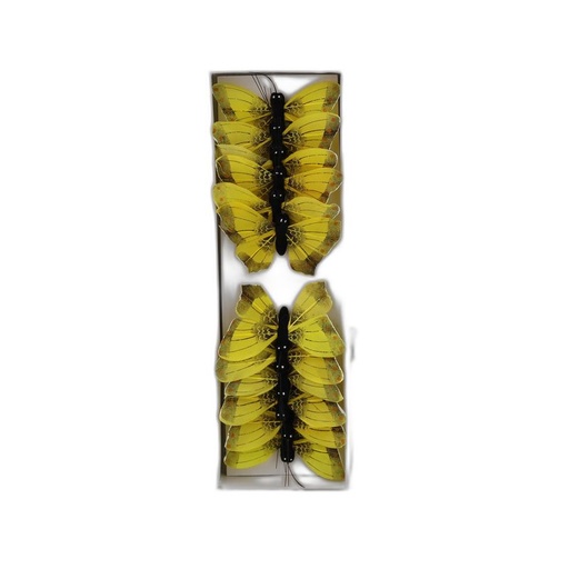 [TFBS-95009H-Y-7] deco vlinder geel 12pcs - 7cm