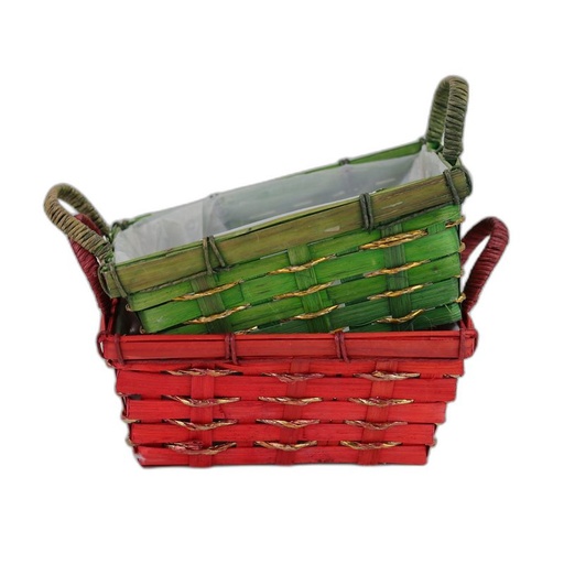 [VN9813] bamboe rechthoekig kerst assortiment rood en groen