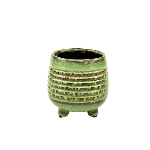 [91-122-V] "Granny" pot sur pieds en céramique émaillée