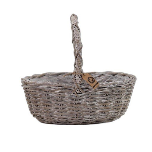 [770-443W] kubu rotan oogstmand groot whitewash