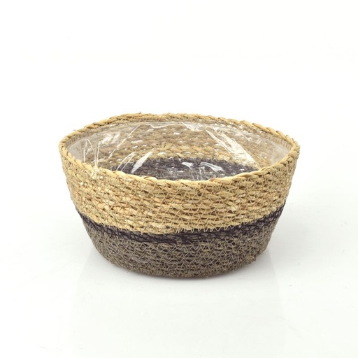 [46-018] Conical Seagrass Bowl Basket - Bottom Ash-Grey
