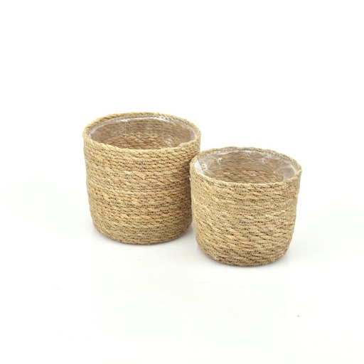 [46-080] Small Straight SET/2 pcs Seagrass Baskets - Natural